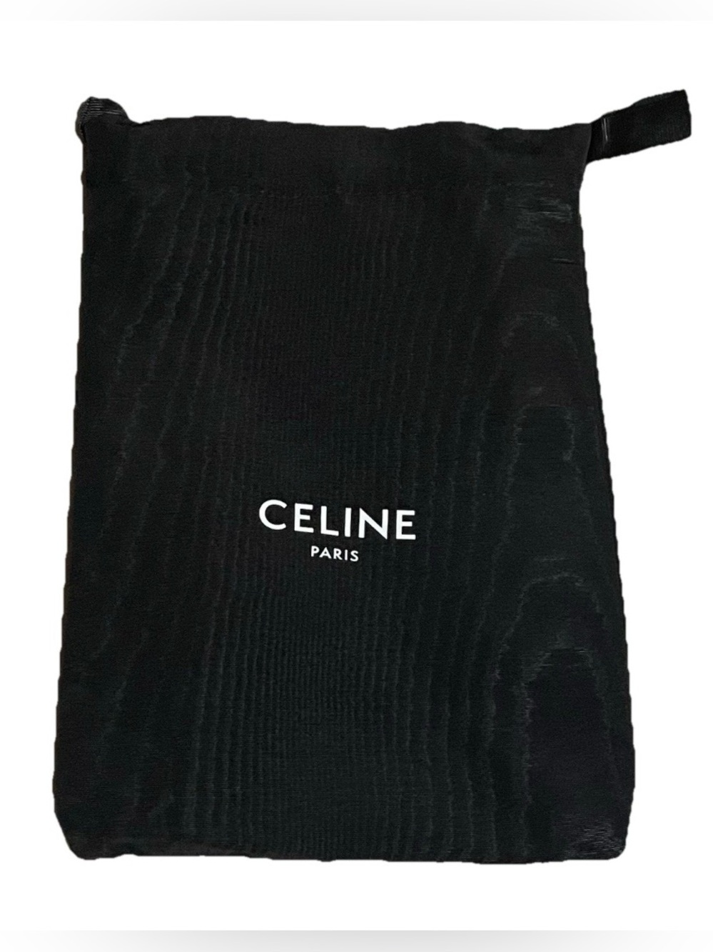 Celine Black Drawstring Logo Pouch